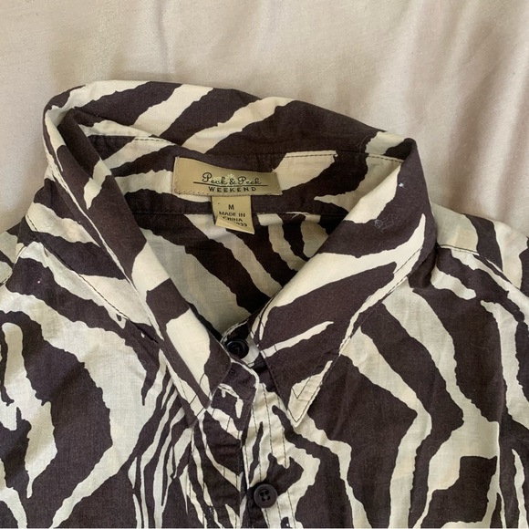 Brown Zebra Print Button Down - Picture 2 of 2
